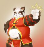  2020 anthro belly black_body black_fur bottomwear bulge clothing fanfan fur giant_panda hi_res kemono loincloth male mammal overweight overweight_anthro overweight_male solo sortieready ursid white_body white_fur 