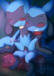  animal_genitalia animal_pussy balls bed blush canine_pussy duo eraquis eyes_closed female feral furniture genitals hi_res knotting male male/female nintendo pok&eacute;mon pok&eacute;mon_(species) pussy riolu sex video_games young 