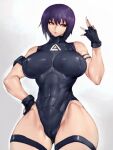  breasts fumio_(rsqkr) ghost_in_the_shell kusanagi_motoko leotard thighhighs 