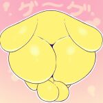  1:1 anthro balls big_balls big_butt butt butt_focus carbuncle_(puyo_puyo) compile feet filthyopossum genitals hi_res japanese_text lagomorph leporid long_ears male mammal pink_background puyo_puyo rabbit rear_view sega simple_background small_feet solo text translated video_games yellow_body 