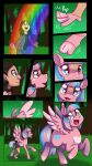  ambiguous_gender blue_eyes comic cutie_mark detailed_background equid equine friendship_is_magic hi_res human_to_feral lgbt_pride mammal my_little_pony pegasus pride_colors rainbow sinligereep solo species_transformation transformation wings 