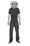  2:3 alpha_channel black_clothing black_footwear black_shoes claws clothing creepy footwear grey_body grey_skin humanoid living_toy male pattern_clothing pattern_shirt pattern_topwear puppet red_eyes shirt striped_clothing striped_shirt striped_topwear stripes topwear unknown_artist 