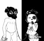  animal_crossing anthro bdsm canid canine canis cherry_(animal_crossing) death_grips domestic_dog duo female k.k._slider k.k._slider_album_redraw male male/female mammal melpothalia meme monochrome nintendo smoking video_games 