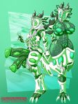  alien anthro armor balls big_balls big_breasts big_penis breasts claws crossgender digitigrade exoskeleton fantasy female flared_penis genitals glowing goo_(disambiguation) green_flesh hi_res horn huge_penis ixu male mask monster multi_eye nude penis plateing pussy raunchyhaunches shiny_(disambiguation) simple_background standing wide_hips 