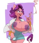  anthro anthrofied areola beauty_mark big_breasts biped bracelet breasts cigarette cleavage clothed clothing colored_nails dress earth_pony elderly_anthro elderly_female equid equine exposed_breasts eyeshadow female friendship_is_magic hair half-closed_eyes hasbro hi_res holding_object horse huge_breasts jewelry makeup mammal mature_anthro mature_female mole_(marking) my_little_pony nails narrowed_eyes nipples old open_mouth open_smile pink_body pony purple_areola purple_eyeshadow purple_hair purple_nipples ring skimpy smile smoke smutbooru solo spoiled_rich_(mlp) standing teeth wide_hips 