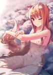  ajisai_denden animal_ears bathing holo kawakami_rokkaku naked nipples onsen spice_and_wolf tail 