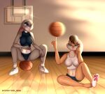  anthro breasts butt digital_media_(artwork) disney duo female holo_doks judy_hopps lola_bunny looney_tunes pinup pose pubes smile sport warner_brothers zootopia 