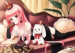  couch crown dress gloves long_hair original pink_hair sarablanche stockings 