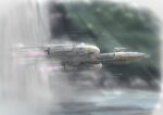  cloud cloudy_sky flying from_side no_humans opo science_fiction sky space_craft star_wars starfighter sunlight thrusters vehicle_focus water y-wing 