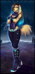  2021 5_fingers anthro ariveil blue_eyes breasts canid canine canis digital_media_(artwork) domestic_dog eyebrows eyelashes female fingers hi_res looking_at_viewer mammal smile solo stanidng 