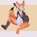  1:1 absurd_res anthro bodily_fluids boots bottomless brown_eyes canid canine clitoris clothed clothing cum cum_in_pussy cum_inside darma_(rock_dog) female footwear fox fur genital_fluids genitals guitar hi_res jacket mammal musical_instrument navel orange_body orange_fur ottmutt partially_clothed pasties plucked_string_instrument pussy rock_dog solo string_instrument tagme topwear 