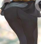  1girl absurdres ass ass_focus black_legwear blurry blurry_background cameltoe close-up commentary doneen69 english_commentary female_protagonist_(pokemon_legends:_arceus) highres lower_body pantyhose pokemon pokemon_(game) pokemon_legends:_arceus skin_tight solo 