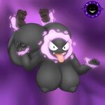  2021 5_fingers 5_toes absurd_res anthro barefoot berk_rider big_breasts big_butt breasts butt claws feet female fingers floating foot_focus gastly ghost hi_res huge_breasts huge_butt looking_at_viewer nintendo nipples nude open_mouth pok&eacute;mon pok&eacute;mon_(species) simple_background smile soles solo spirit thick_thighs toe_claws toes tongue tongue_out video_games wide_hips 