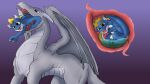  2021 blue_body blue_scales dragon dragon_wings duo feral grey_body grey_scales hi_res internal male percy_technic purple_background scales scalie simple_background solo tagme vore wings 
