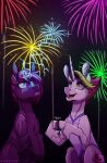  blue_eyes broken_horn duo equid equine eye_scar facial_scar female fire_flare_(mlp) fireworks friendship_is_magic hi_res hooves horn inuhoshi-to-darkpen mammal my_little_pony my_little_pony:_the_movie_(2017) night pink_eyes scar star tempest_shadow_(mlp) unicorn 