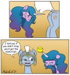  adhesive_bandage armor ball band-aid band-aid_on_butt bandage bodily_fluids comic crying equid equine friendship_is_magic galea gradient_hair hair headgear helmet hi_res horn izzy_moonbow_(mlp) mammal mlp_g5 my_little_pony royal_guard_(mlp) strebiskunk tears tennis_ball unicorn 