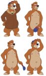  absurd_res anthro balls circumcised clothing covering covering_crotch disney embarrassed genitals hat headgear headwear hi_res jacket kit_cloudkicker male mammal mostly_nude navel nipples penis shy smile solo talespin topwear unpopularwolf ursid 