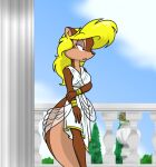  2013 amy_squirrel anthro blonde_hair bracelet breasts brown_body brown_fur clothing cloud day female fur greek hair jewelry mammal plant rodent sciurid sky solo standing sycotei-b toga tree 