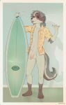  anthro australian_shepherd balls bottomless canid canine canis clothed clothing domestic_dog dozybunn genitals herding_dog hi_res male mammal pastoral_dog penis pinup pose presenting sheepdog solo surfboard turner vehicle watercraft 