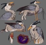  ambiguous_gender anthro avian beak belly bodily_fluids digital_media_(artwork) feathered_wings feathers feral fur group gryphon hi_res lemondeer mammal mythological_avian mythology open_mouth oral_vore simple_background size_difference tongue vore wings 