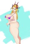  areola big_breasts big_butt bikini bikini_thong black_maria_(one_piece) blonde_hair breasts butt clothing female hair horn horned_humanoid humanoid not_furry one_piece solo sundown_(artist) swimwear 