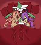  after_sex arm_around_shoulders arm_on_chest bed bed_covers bedding bedroom blanket breasts brown_body butt chest_spike creases cuddling curled_hair ear_piercing eyes_closed feathers female fingers furniture gallade gardevoir gourgeist green_body group hair hair_over_eye hand_on_stomach head_crest hi_res hole_(anatomy) humanoid humanoid_on_humanoid hybrid lazynacho leaf lisa_(patchwork) male male/female mona_(patchwork) navel necktie nintendo not_furry one_eye_obstructed orange_hair piercing pillow pok&eacute;mon pok&eacute;mon_(species) prehensile_hair purple_hair shiny_pok&eacute;mon sibling sir_gallade sleeping smile spikes spikes_(anatomy) teeth tired twins under_sheets v-cut video_games 