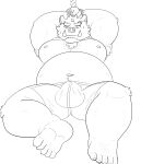  2021 absurd_res anthro belly bound bulge clothing hi_res humanoid_hands kemono male mammal monochrome moobs navel nipples nisikemo overweight overweight_anthro overweight_male rope sketch solo suid suina sus_(pig) underwear wild_boar 