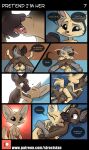  2021 aggressive_retsuko anthro anthro_on_anthro anthro_penetrated anthro_penetrating anthro_penetrating_anthro canid canine comic dialogue digital_media_(artwork) duo english_text female female_penetrated fennec fenneko fox haida hi_res hyaenid kissing male male/female male_penetrating male_penetrating_female mammal penetration sanrio sex siroc speech_bubble text url vaginal vaginal_penetration 