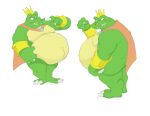  2017 3_toes 4_fingers anthro belly biceps big_belly bracelet butt canson cape cape_only claws clothing crocodile crocodilian crocodylid crown digital_drawing_(artwork) digital_media_(artwork) donkey_kong_(series) fangs featureless_crotch feet finger_claws fingers fist front_view full-length_portrait jewelry king king_k._rool kremling looking_at_self looking_back looking_down male mostly_nude multiple_poses musclegut muscular muscular_anthro muscular_male navel nintendo outie_navel overweight overweight_anthro overweight_male pecs plantigrade portrait pose rear_view reptile royalty scalie sharp_teeth smile solo teeth toe_claws toes video_games white_claws 