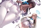  2girls aliasing ass ass_grab blue_archive cameltoe kaneko_(bblogtinhan) karin_(blue_archive) long_hair maid panties pantyhose stockings tagme_(character) underwear 