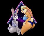  anthro breasts butt clothed clothing disney duo female female/female hi_res judy_hopps lagomorph leporid lola_bunny looking_at_viewer looney_tunes mammal pinup pose rabbit smartwhitefang warner_brothers zootopia 