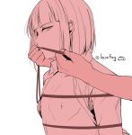  1boy artist_name bdsm bob_cut gagged locon looking_at_viewer medium_hair nipples open_clothes open_shirt original otoko_no_ko red_rope rope rope_gag shibari 