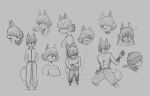  14:9 2019 anthro athletic athletic_anthro athletic_male bottomwear canid canine clothed clothing fox fully_clothed gloves hair hair_over_eye hair_over_eyes handwear hi_res hidden_(artist) ki_orosubi male mammal model_sheet monochrome one_eye_obstructed pants shirt short_hair shorts sketch sketch_page solo tank_top topwear 