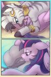  2:3 absurd_res anus comic cunnilingus duo equid equine female female/female feral friendship_is_magic genitals hasbro hi_res hobbes_maxwell horn licking mammal my_little_pony oral purple_body pussy sex tongue tongue_out twilight_sparkle_(mlp) vaginal winged_unicorn wings zebra zecora_(mlp) 