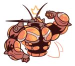  artsy-rc buzzwole commentary cropped_torso crown drawn_crown drawn_wings english_commentary flexing gen_7_pokemon hand_up highres no_humans pokemon pokemon_(creature) pose signature simple_background solo ultra_beast upper_body white_background 