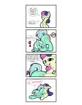  ! absurd_res bonbon_(mlp) butt comic cunnilingus dialogue english_text equid equine fearingfun female female/female feral friendship_is_magic green_body hasbro hi_res horn lyra_heartstrings_(mlp) mammal my_little_pony oral reddened_butt sex simple_background text unicorn vaginal white_background 
