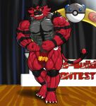  2020 abs anthro barazoku biceps big_muscles bulge clenched_teeth clothing competition flexing hi_res incineroar inside male muscular muscular_anthro muscular_male nanbuskhan nintendo nipples pecs pok&eacute;mon pok&eacute;mon_(species) pose quads solo stage standing teeth thong underwear vein veiny_muscles video_games 