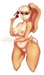  2017 anthro big_breasts breasts buckteeth clitoris curvy_figure eyewear female genitals hair heart_glasses hi_res lagomorph leporid lips lola_bunny looking_at_viewer looney_tunes mammal maplepudding_(artist) nipples nude ponytail pussy rabbit solo sunglasses teeth thick_thighs warner_brothers wide_hips 
