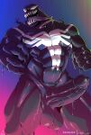  abs absurd_res alien alien_humanoid anthro balls biceps black_body claws cyber_lust56 fangs genitals gooey hi_res humanoid long_tongue male marvel muscular muscular_anthro muscular_male pecs penis solo spider-man_(series) symbiote teeth tongue tongue_out venom_(marvel) white_eyes 
