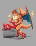  absurd_res anthro anthrofied bed big_dom_small_sub bodily_fluids charizard charmeleon cum cum_on_bed cum_while_penetrated duo erection from_behind_position furniture genital_fluids genitals grey_background hi_res humanoid_genitalia humanoid_penis male male/male male_penetrated male_penetrating male_penetrating_male muscular muscular_male nintendo nipples penetration penis platform_standing_doggystyle pok&eacute;mon pok&eacute;mon_(species) sex shinypokerus simple_background size_difference tail_grab video_games 