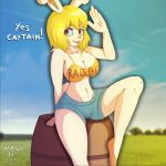  1:1 animated animated_png anime anthro big_breasts bikini breasts carrot_(one_piece) clothed clothing cute_expression cute_eyes cute_face digital_media_(artwork) english_text exposed female hair looking_at_viewer nagifur navel one_piece open_mouth short_playtime sitting smile solo swimwear text 