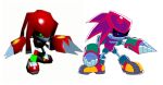  2020 alternate_form anthro biped blue_eyes clothing digital_media_(artwork) drill echidna footwear green_eyes grey_body hi_res machine male mammal marcus_larry mecha_knuckles metallic_body monotreme multicolored_body red_body red_clothing red_footwear red_shoes reference_image robot shoes simple_background solo standing white_background yellow_clothing yellow_footwear yellow_shoes 