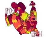  &lt;3 alpha_channel animate_inanimate anthro barefoot black_nose brown_body ear_tuft foxsnacks hair happy korean_text lapfox_trax living_pi&ntilde;ata male multicolored_body open_mouth paws pi&ntilde;ata red_body simple_background smile solo text the_quick_brown_fox translation_request tuft 