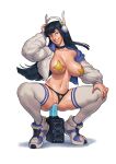  1girl black_choker black_hair black_panties blue_eyes breasts choker clitoris clothed_masturbation collarbone covered_nipples dildo dildo_riding english_commentary full_body grin headphones highres jacket kill_la_kill kiryuuin_satsuki large_breasts lips long_hair lube lukas_klaudat masturbation navel nose object_insertion open_clothes open_jacket out_of_character panties panties_aside pasties puffer_jacket pussy pussy_juice sex_toy shirtless shoes smile sneakers solo speaker squatting star_pasties suction_cup_dildo thick_eyebrows thighhighs tiptoes twitter_username uncensored underwear vaginal vaginal_object_insertion white_footwear white_jacket white_legwear wireless 