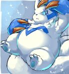  anthro belly blue_eyes claws fur hi_res nintendo pawpads po_chf pok&eacute;mon pok&eacute;mon_(species) shiny_pok&eacute;mon slightly_chubby solo thick_thighs video_games white_body white_fur zangoose 