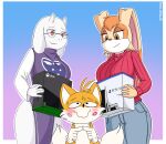  absurd_res anthro blush bovid canid canine caprine clothing eyewear female fox glasses goat group hi_res kiss_mark lagomorph leporid lipstick makeup male male/female mammal mature_female miles_prower playstation_5 porldraws rabbit simple_background sonic_the_hedgehog_(series) sweater topwear toriel undertale vanilla_the_rabbit video_games xbox_series_x 