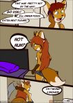  anthro canid canine clothed clothing comic duo english_text female fox hi_res kamperkiller_(artist) male male/female mammal panties sibling text topless twins underwear 