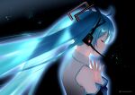  aqua_hair black close foo_midori hatsune_miku headphones long_hair microphone signed twintails vocaloid waifu2x 