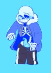  absurd_res animated_skeleton blush blushing_profusely bodily_fluids bone clothed clothing digital_media_(artwork) ectopenis genital_fluids genitals hi_res hoodie male not_furry penis_tentacles sans_(undertale) simple_background sirtoasterbutt skeleton smile solo tentacles topwear undead undertale video_games 