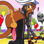  animal_humanoid anthro anus bloons_tower_defense butt genitals haplorhine hi_res humanoid looking_back male mammal mammal_humanoid monkey monkey_humanoid penis primate primate_humanoid quincy_(bloons) raised_tail solo topazknight 